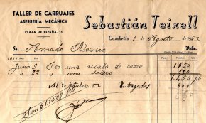 Factures emeses pel taller de Sebastià Teixell / Al voltant de 1950