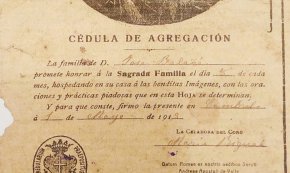 Cèdula d’agregació a la visita familiar de la Sagrada Família / 1913