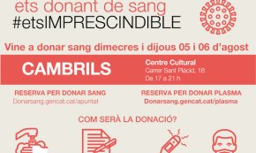 El Centre Cultural acollirà una campanya de donació de sang els propers 5 i 6 d'agost
