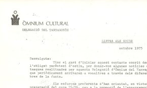 Lletra als socis d'Òmnium Cultural / 1975