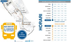 L'Ajuntament oferirà un servei d'autobús gratuït al cementiri per Tots Sants  