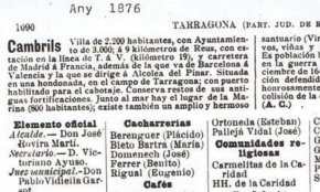 Breu història i inventari amb oficis de Cambrils de l'any 1876