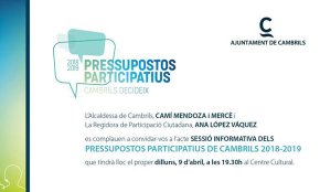 Tret de sortida als Pressupostos Participatius amb una sessió informativa el dilluns 9 d'abril