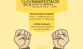 L'ANC Cambrils organitza servei d'autocar per assistir a la manifestació unitària contra la repressió, el 15 d'abril a Barcelona