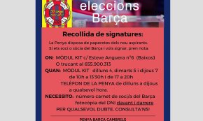 La Penya Barça Cambrils recull signatures dels aspirants a les eleccions a la presidència del FC Barcelona