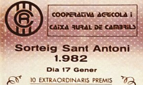 Cartell del sorteig de Sant Antoni 1982