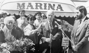 Actes d'inauguració del monument a Marcel·lí Domingo al port de Cambrils / Abril 1985