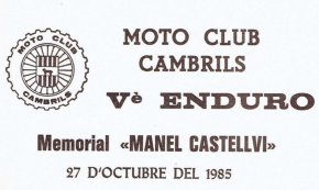 Fulletó del V Enduro homenatge a Manel Castellví / Octubre 1985