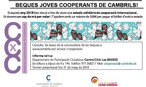 L'Ajuntament ofereix beques per realitzar estades solidàries a joves cooperants del municipi
