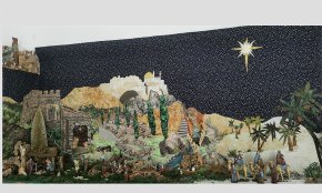 Montserrat Forcadell confecciona un pessebre amb un fons de patchwork