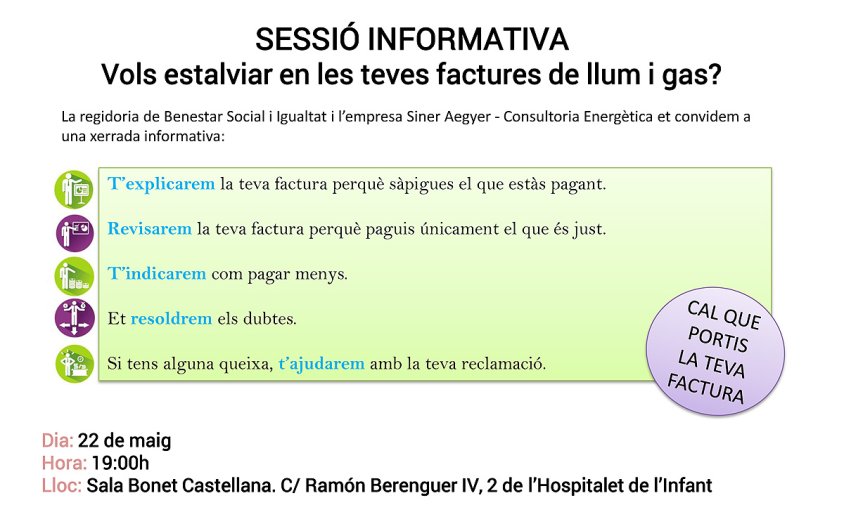 Cartell de la sessió informativa que es farà de l'Hospitalet de l'Infant