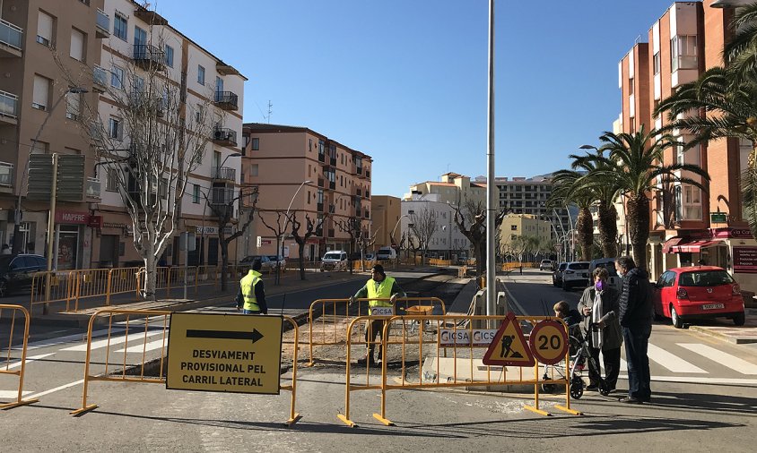 Imatge de les obres a la Via Augusta de l'Hospitalet de l'Infant, aquesta setmana