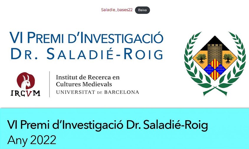 Ja està oberta la convocatòria per al VI Premi d'Investigació Dr. Saladié-Roig