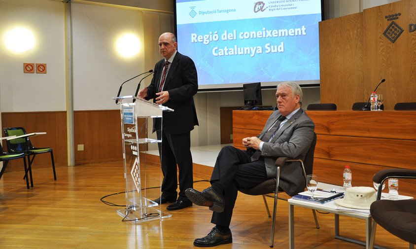 Xavier Grau i Josep Poblet, ahir, al Palau de la Diputació de Tarragona