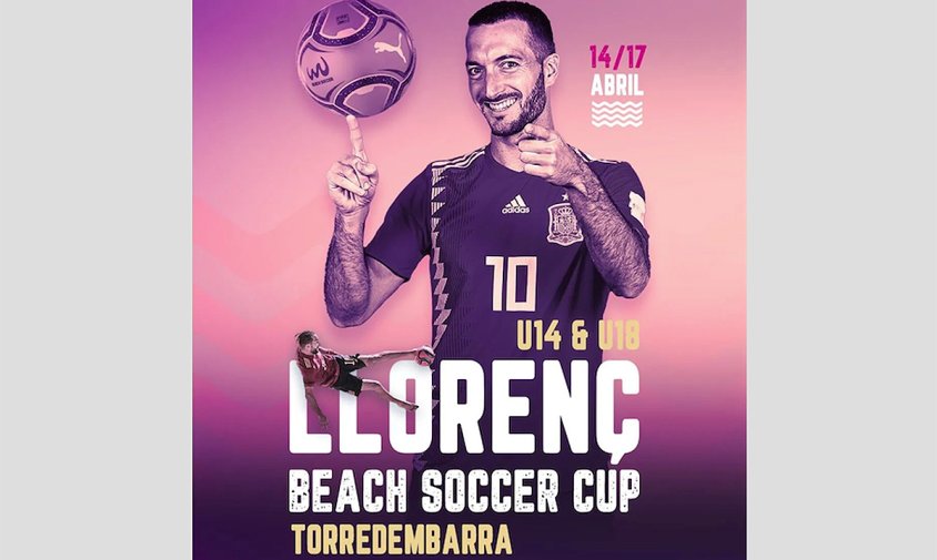 Cartell del torneig de futbol platja Llorenç Beach Soccer Cup de Torredembarra