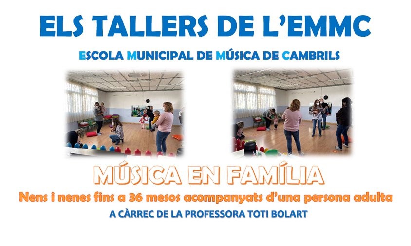 Cartell dels tallers musicals adreçats a nadons i infants i els seus pares i mares