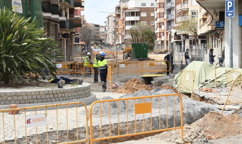 Aspecte de les obres de la rambla de Jaume I, en la visita d'obres realitzada el passat 4 d'abril