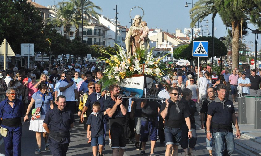 Imatge de la professó de la Mare de Déu del Carme, el juliol de 2019