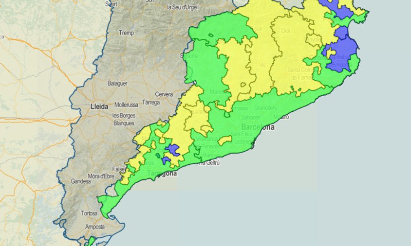 Mapa de l'estat de sequera a les conques internes de Catalunya