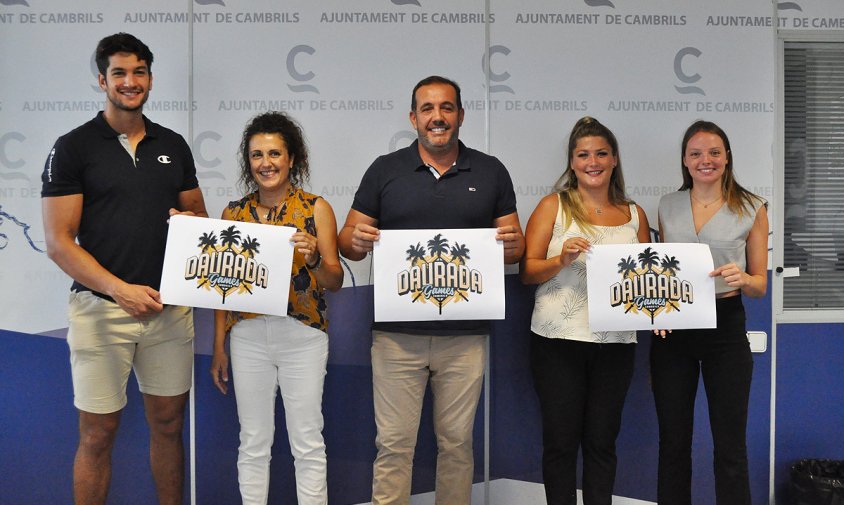 Roda de premsa de presentació del Daurada Games, aquest matí. D'esquerra a dreta: Unai Barceló, Yolanda Burgos, Enric Daza, Natalia Pleguezuelos i Judit Doming