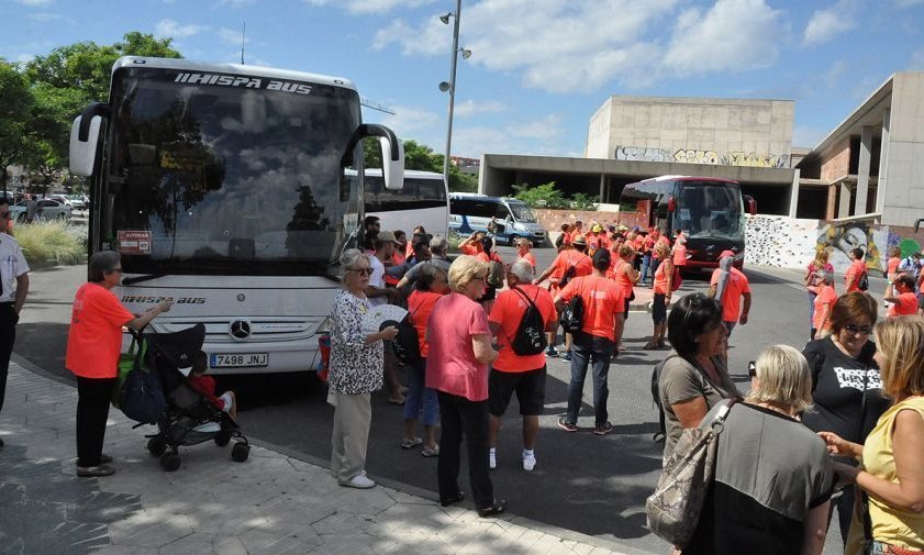 Autocars a l'estació d'autobusos de Cambrils per anar a la manifestació de la Diada, l'any 2018