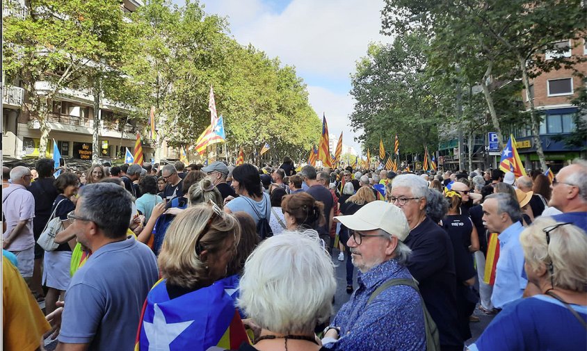 Imatge de la manifestació de la Diada, ahir a la tarda, a Barcelona