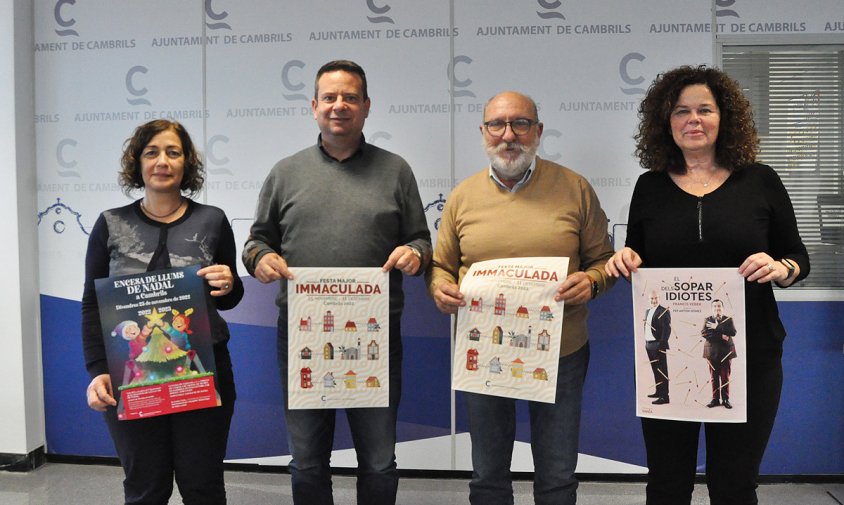 Roda de premsa de presentació de la Festa Major, aquest matí. D'esquerra a dreta: Concep Ferré, Oliver Klein, Joan Maria Artigau i Gemma Massagué