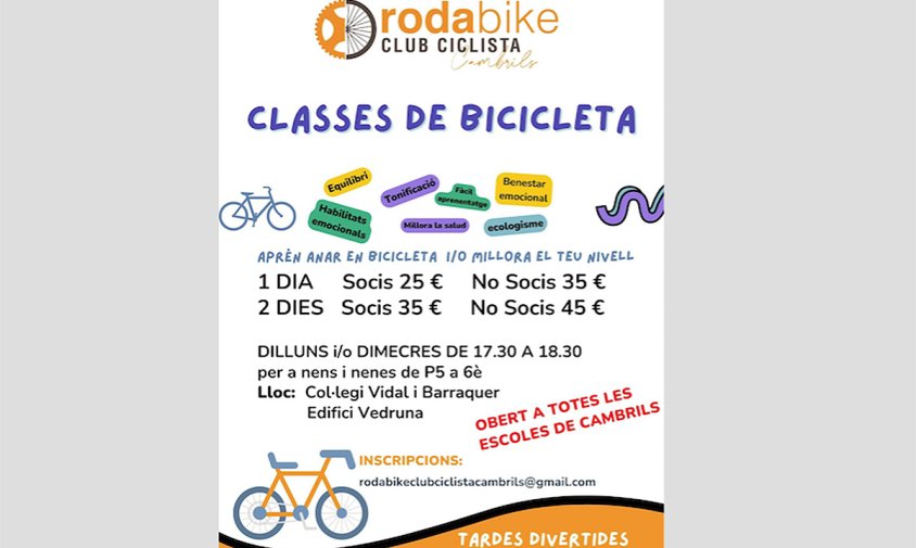 Cartell de l'activitat oferta pel Rodabike Club Ciclista Cambrils