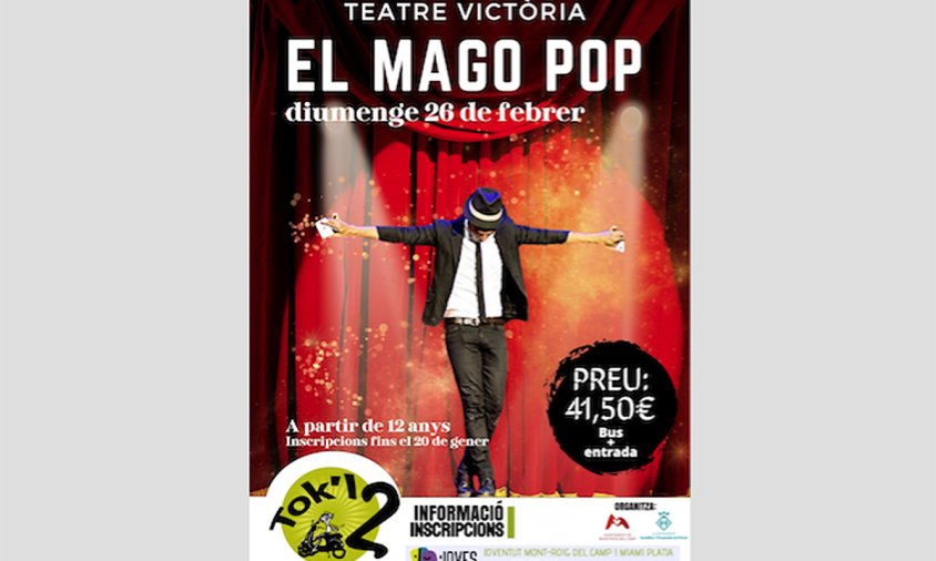 Cartell de la sortida a Barcelona per veure el Mago Pop prevista per al 26 de febrer