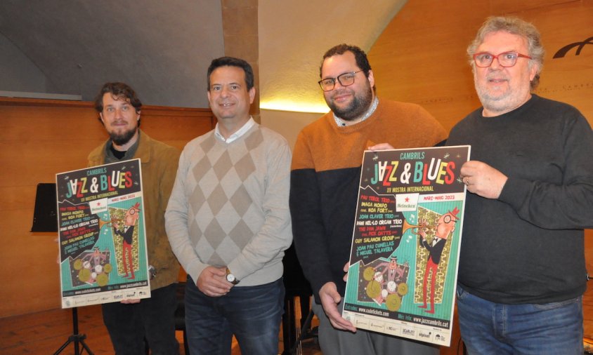 Roda de premsa de presentació de la 15a Mostra de Jazz i Blues. D'esquerra a dreta: Joan Claver, Oliver Klein, Juanma Trujillo i Isaac Albesa