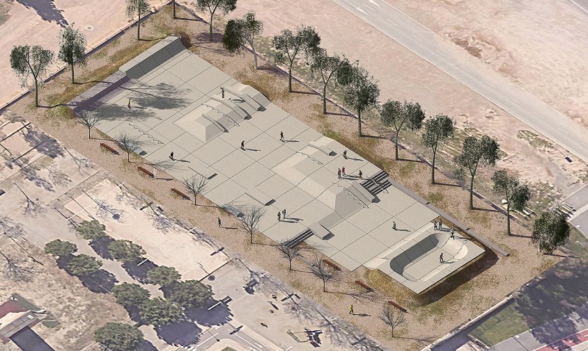 Imatge del futur sakate park al parc del Pinaret
