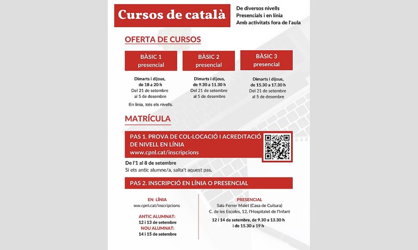 Cartell amb la informació dels cursos