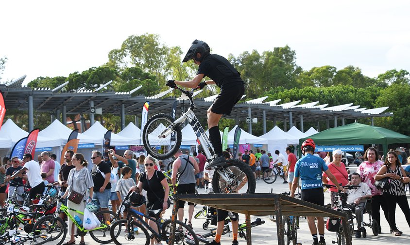 Demostració de biketrial dins el recinte del parc del Pinaret, aquest darrer cap de setmana