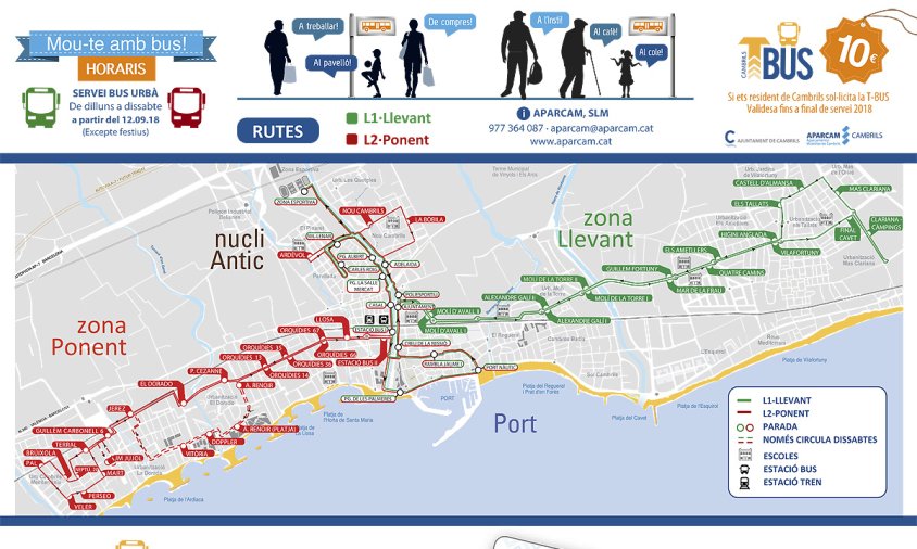 Imatge del plànol del servei de bus urbà