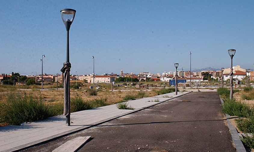 Aspecte actual de les obres d'urbanització de la Bòbila, que estan aturades