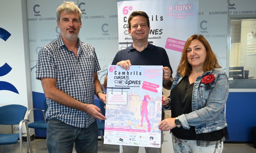 Roda de premsa de presentació de la Cursa de les Dones. D'esquerra a dreta: Joan Carbonell, Oliver Klein i Gemma Balanyà