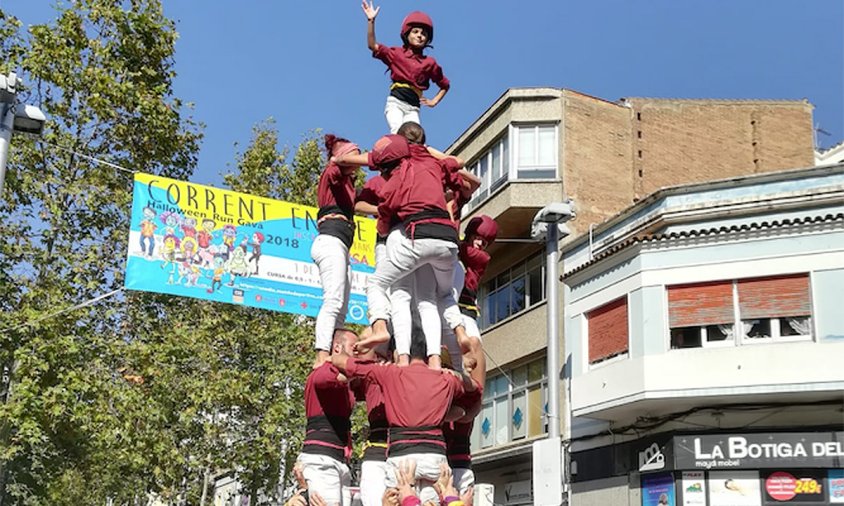 Actuació castellera dels Xiquets de Cambrils, el passat diumenge a Gavà