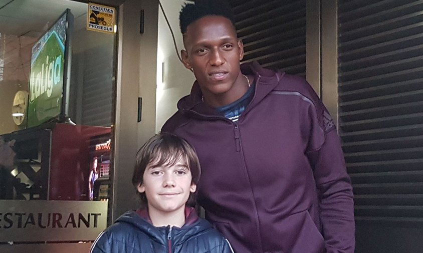 El nou jugador del FC Barcelona Yerry Mina, ahir, per Cambrils