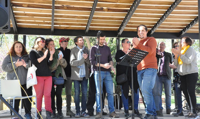 Un moment de l'acte electoral de l'AdC, ahir al migdia al parc del Pescador
