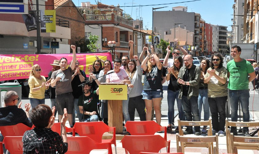 Part de la candidatura de la CUP, en l'acte celebrat ahir al matí a la plaça d'Aragó