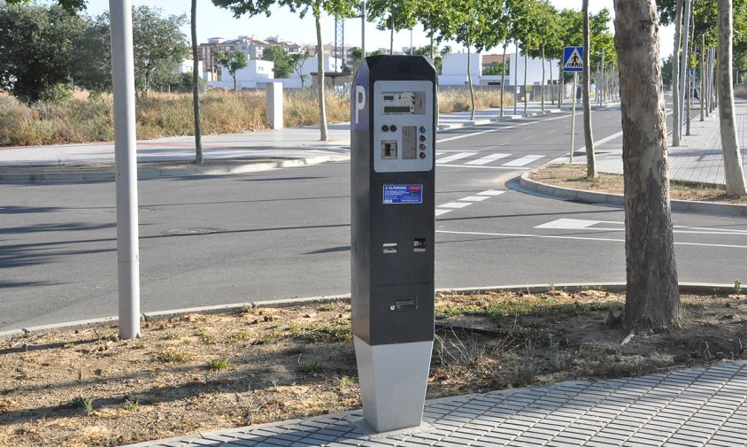 Imatge d'un parquímetre instal·lat a la zona de la Fontcoberta, al terme de Vinyols i els Arcs