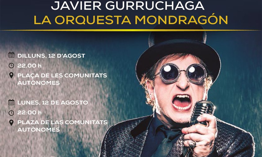 Cartell del concert de Javier Gurruchaga, el proper 12 d'agost, a Salou