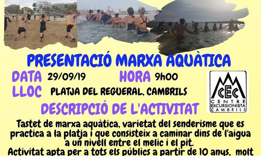 Cartell de la Marxa Aquàtica que es farà aquest diumenge a la platja del Regueral