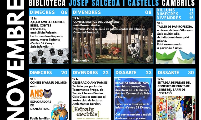 Cartell de la programació de la Biblioteca per aquest mes de novembre