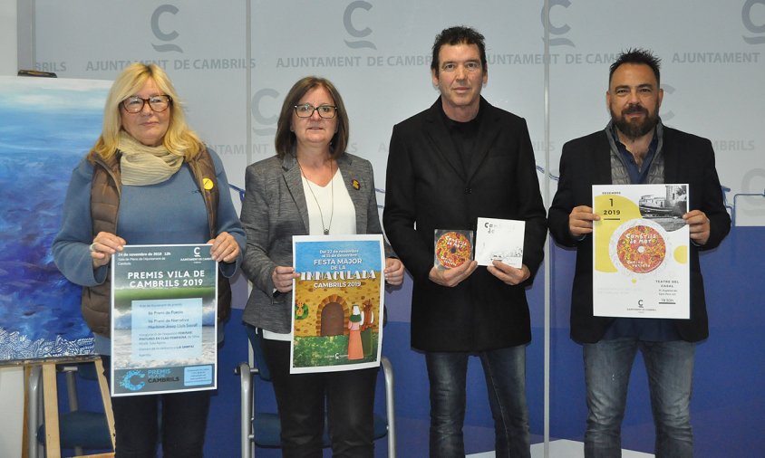 Presentació de la programació de la Festa Major de la Immaculada. D'esquerra a dreta: Cinta Ballesté, Camí Mendoza, Carlos Rom i Marcel Aragonès