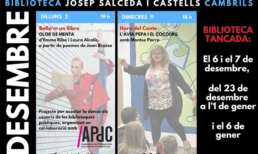 Cartell de les activitats previstes per aquest mes de desembre a la Biblioteca