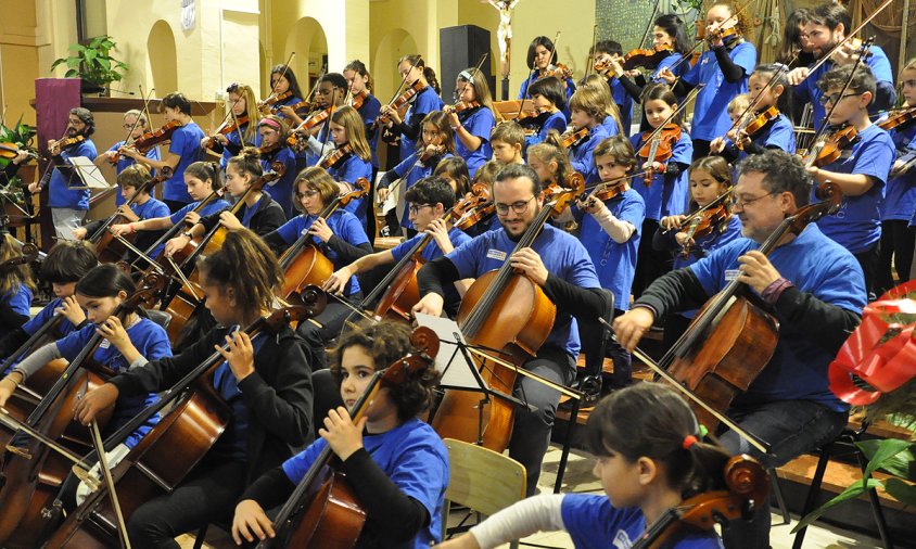 Un moment del concert que va oferir l'Escola Municipal de Música, ahir a la tarda