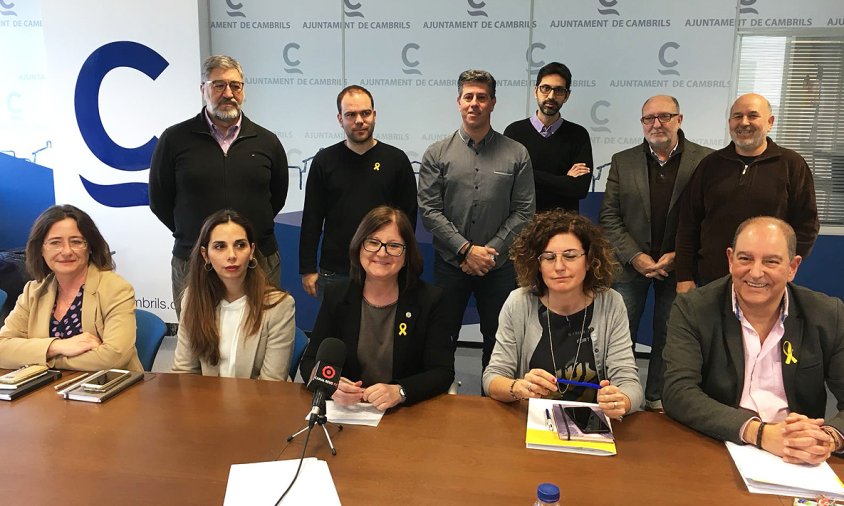 Roda de premsa amb el govern municipal al complet, després de la suspensió del ple d'avui