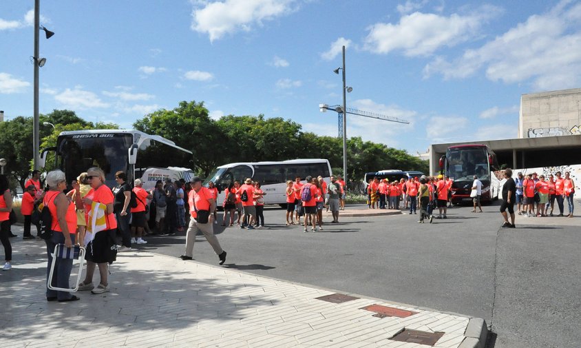 Estació de busos abans de la sortida cap a Barcelona, l'11 de setembre de 2018