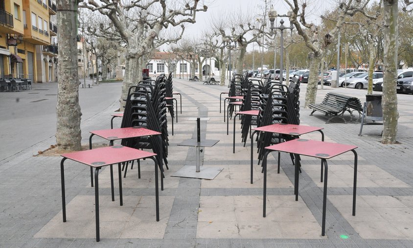 Aspecte del passeig d'Albert, ahir a mig matí